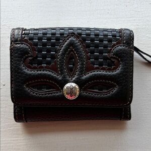 Brighton Leather Wallet – Black with Silver Medallion | EUC / Like New